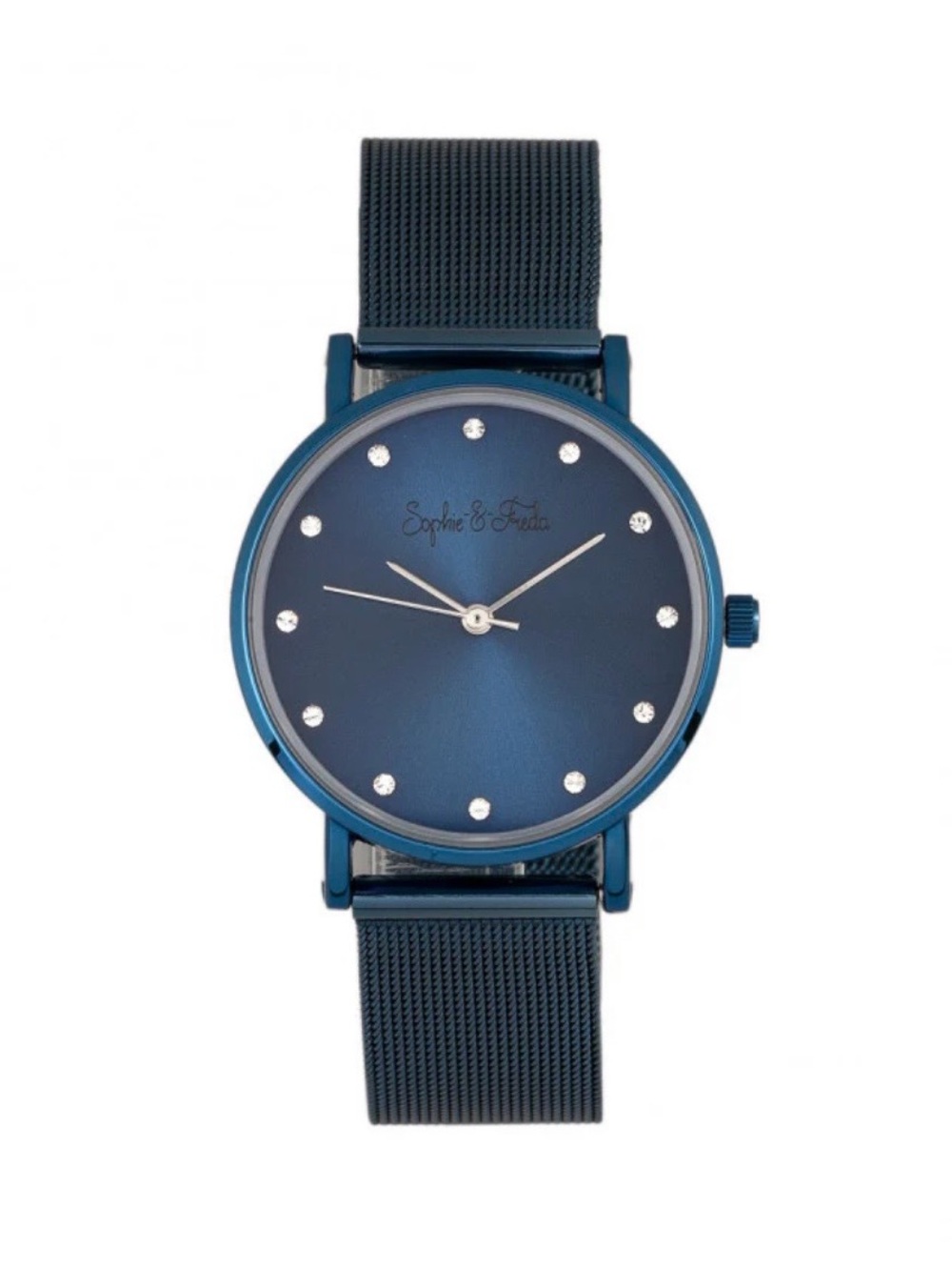 Sophie & Fred Savannah with Swarovski crystals bracelet watch mesh steel blue